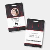 Moderne Abstracte bedrijfwerknemer-id | Rood zwart Badge (Voor- en achterkant)