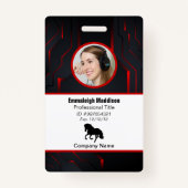 Moderne Abstracte bedrijfwerknemer-id | Rood zwart Badge (Voorkant)