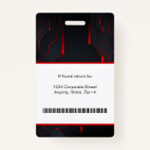 Moderne Abstracte bedrijfwerknemer-id | Rood zwart Badge (Achterkant)