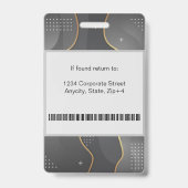 Moderne Abstracte bedrijfwerknemer-id | Zilvergrij Badge (Achterkant)