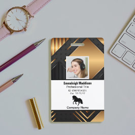 Moderne Abstracte bedrijfwerknemer-id | Zwart goud Badge