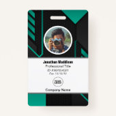 Moderne Abstracte bedrijfwerknemer-id | Zwart groe Badge (Voorkant)