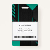 Moderne Abstracte bedrijfwerknemer-id | Zwart groe Badge (Achterkant)