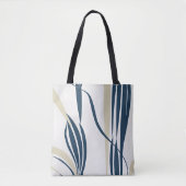 Moderne Abstracte beige en blauwe Canvas tas (Voorkant)