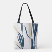 Moderne Abstracte beige en blauwe Canvas tas (Achterkant)