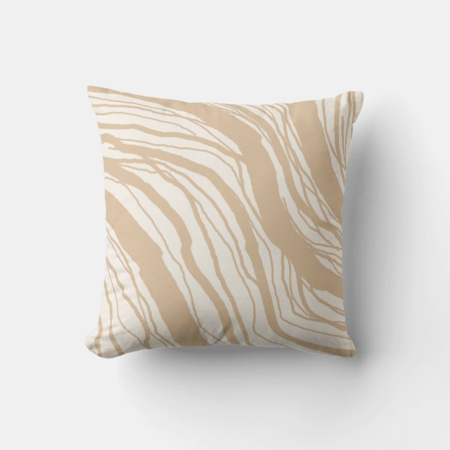 Moderne Abstracte Beige Tan Stripes Kussen (Voorkant)
