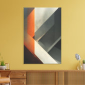 Moderne Abstracte Beton Oranje Accent Canvas Afdruk (Insitu (Woonkamer))