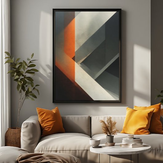 Moderne Abstracte Beton Oranje Accent Canvas Afdruk