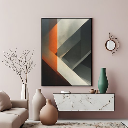 Moderne Abstracte Beton Oranje Accent Poster