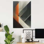 Moderne Abstracte Beton Oranje Accent Poster (Thuiskantoor)