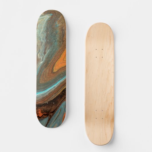 Moderne Abstracte, bijtende, vloeibare marmer Persoonlijk Skateboard (Voorkant)