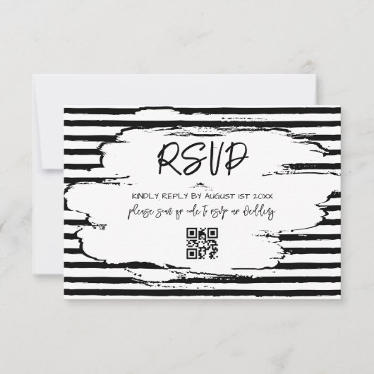 Moderne Abstracte Black Stripes bruiloft RSVP Kaartje (Voorkant)