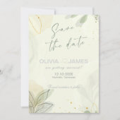 Moderne Abstracte Bladeren Save the Date Trouwkaar Kaart (Voorkant)