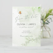 Moderne Abstracte Bladeren Save the Date Trouwkaar Kaart (Staand voorkant)