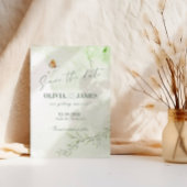 Moderne Abstracte Bladeren Save the Date Trouwkaar Kaart