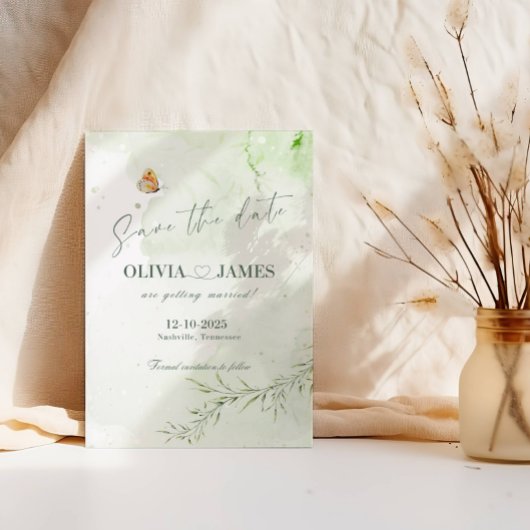 Moderne Abstracte Bladeren Save the Date Trouwkaar Kaart