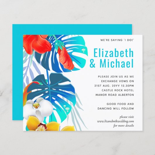 Moderne Abstracte Bladeren Tropische Trouw Uitnodi (Voorkant / Achterkant)