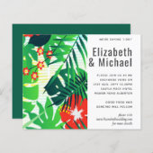 Moderne Abstracte Bladeren Tropische Trouw Uitnodi (Voorkant / Achterkant)