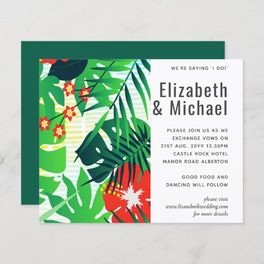 Moderne Abstracte Bladeren Tropische Trouw Uitnodi (Voorkant / Achterkant)