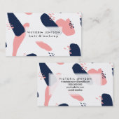 Moderne abstracte blauw pastelroze geometrische pa visitekaartje (Voorkant / Achterkant)