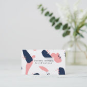 Moderne abstracte blauw pastelroze geometrische pa visitekaartje (Staand voorkant)