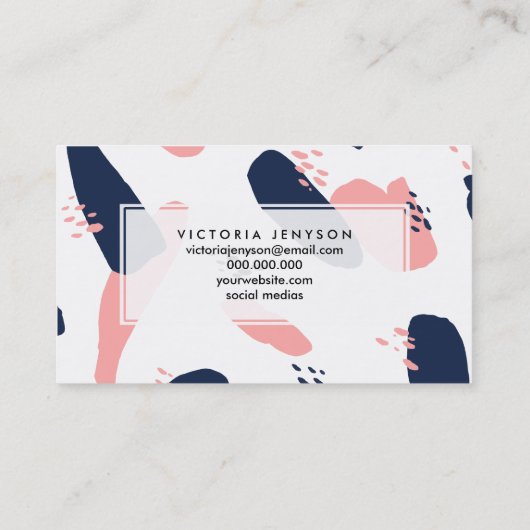 Moderne abstracte blauw pastelroze geometrische pa visitekaartje (Achterkant)