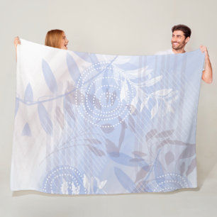 Moderne Abstracte Blauwe Botanische Blad Fleece Deken