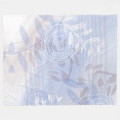 Moderne Abstracte Blauwe Botanische Blad Fleece Deken (Voorkant (Horizontaal))