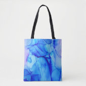 Moderne Abstracte blauwe en Paarse inkt kunst Tote Bag (Voorkant)