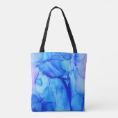 Moderne Abstracte blauwe en Paarse inkt kunst Tote Bag (Achterkant)