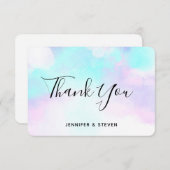 Moderne Abstracte blauwe en Paarse Waterverf Bedankkaart (Voorkant / Achterkant)