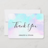 Moderne Abstracte blauwe en Paarse Waterverf Bedankkaart (Voorkant)