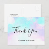 Moderne Abstracte blauwe en Paarse Waterverf Dank  Briefkaart (Voorkant / Achterkant)