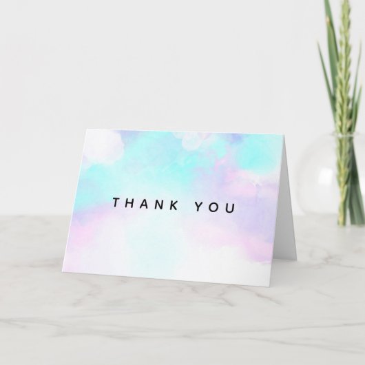 Moderne Abstracte blauwe en Paarse Waterverf Dank  Kaart (Voorkant)