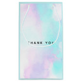 Moderne Abstracte blauwe en Paarse Waterverf Dank  Klein Cadeauzakje (Achterkant)