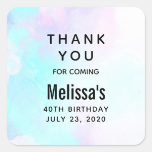 Moderne Abstracte blauwe en Paarse Waterverf Dank Vierkante Sticker