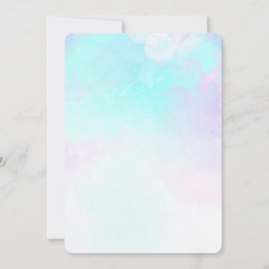 Moderne Abstracte blauwe en Paarse Waterverf Kaart (Achterkant)