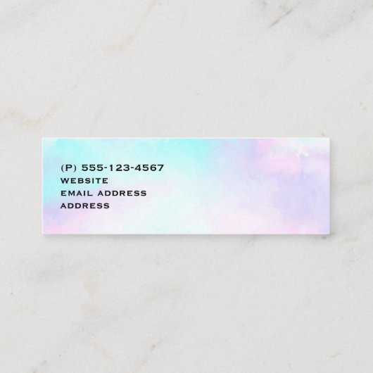 Moderne Abstracte blauwe en Paarse Waterverf Mini Visitekaartje (Achterkant)