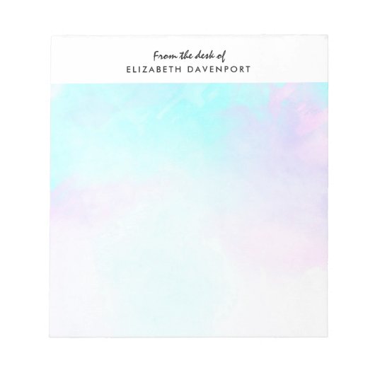 Moderne Abstracte blauwe en Paarse Waterverf Notitieblok (Voorkant)