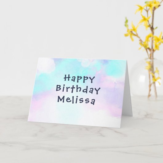 Moderne Abstracte blauwe en Paarse Waterverf op za Kaart (Gele Bloem)