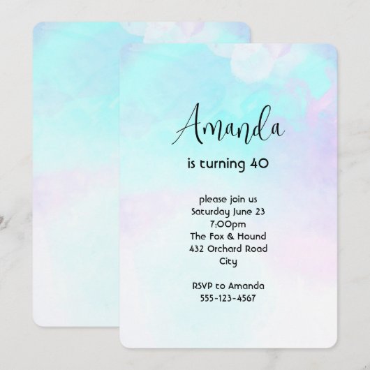 Moderne Abstracte blauwe en Paarse Waterverf op za Kaart (Voorkant / Achterkant)