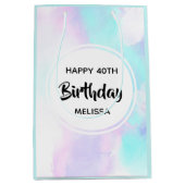 Moderne Abstracte blauwe en Paarse Waterverf op za Medium Cadeauzakje (Voorkant)