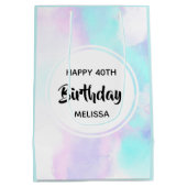 Moderne Abstracte blauwe en Paarse Waterverf op za Medium Cadeauzakje (Achterkant)