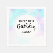 Moderne Abstracte blauwe en Paarse Waterverf op za Servet (Voorkant)