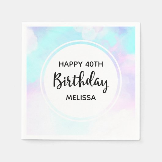 Moderne Abstracte blauwe en Paarse Waterverf op za Servet (Voorkant)