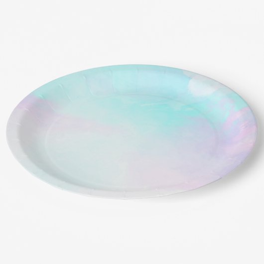 Moderne Abstracte blauwe en Paarse Waterverf Papieren Bordje (Gekanteld)