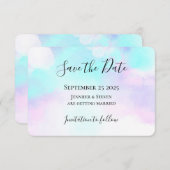 Moderne Abstracte blauwe en Paarse Waterverf Save The Date (Voorkant / Achterkant)