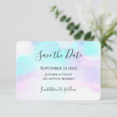 Moderne Abstracte blauwe en Paarse Waterverf Save The Date (Staand voorkant)