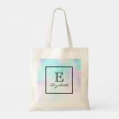 Moderne Abstracte blauwe en Paarse Waterverf Tote Bag (Achterkant)