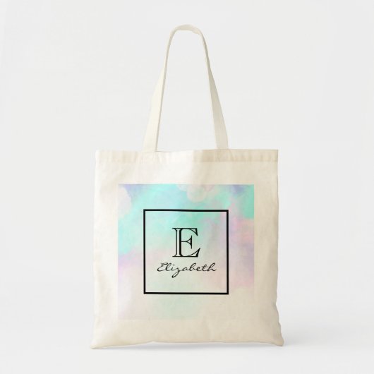 Moderne Abstracte blauwe en Paarse Waterverf Tote Bag (Voorkant)